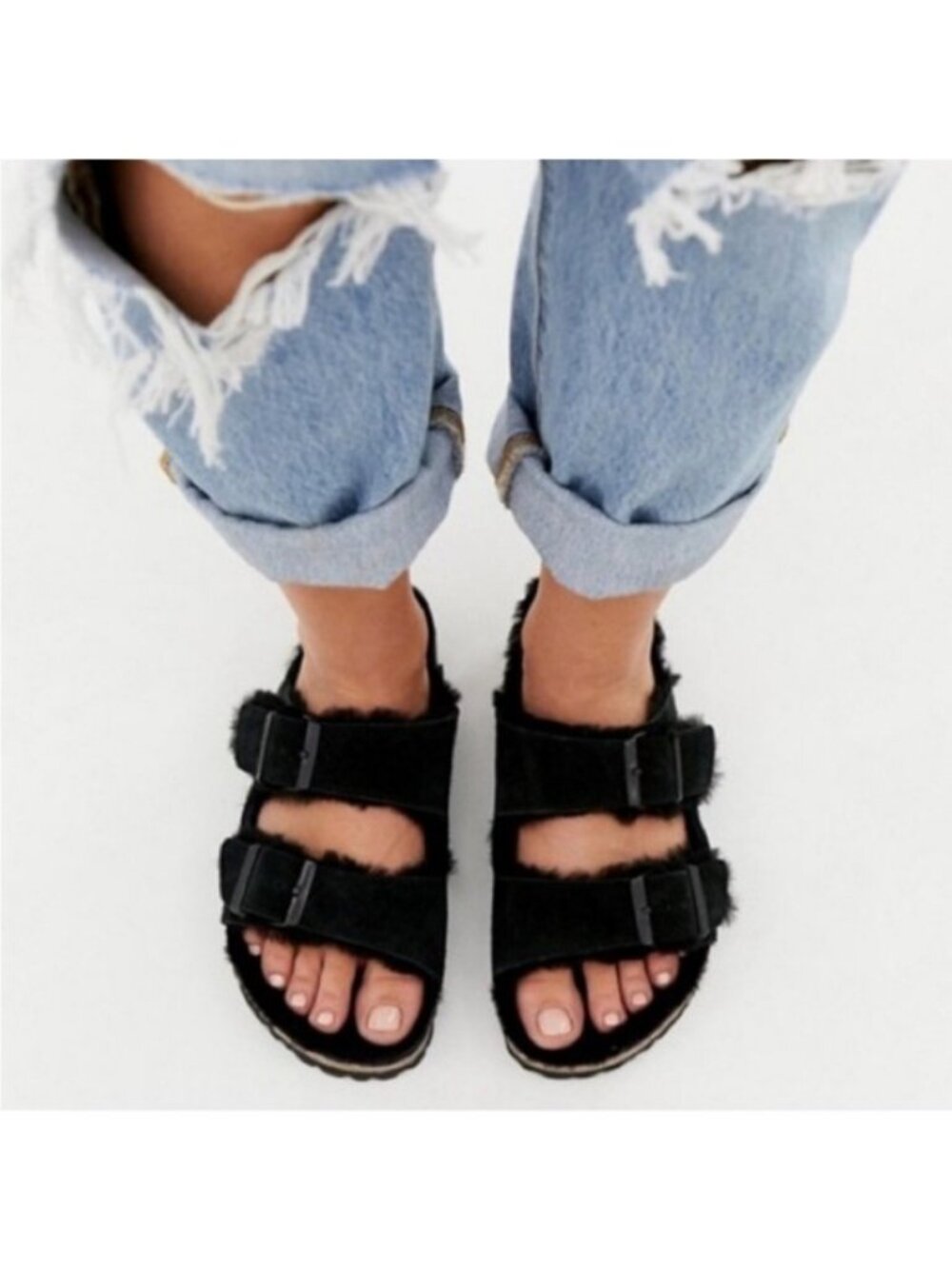 BIRKENSTOCK Arizona Shearling Suede Leather in Black 9